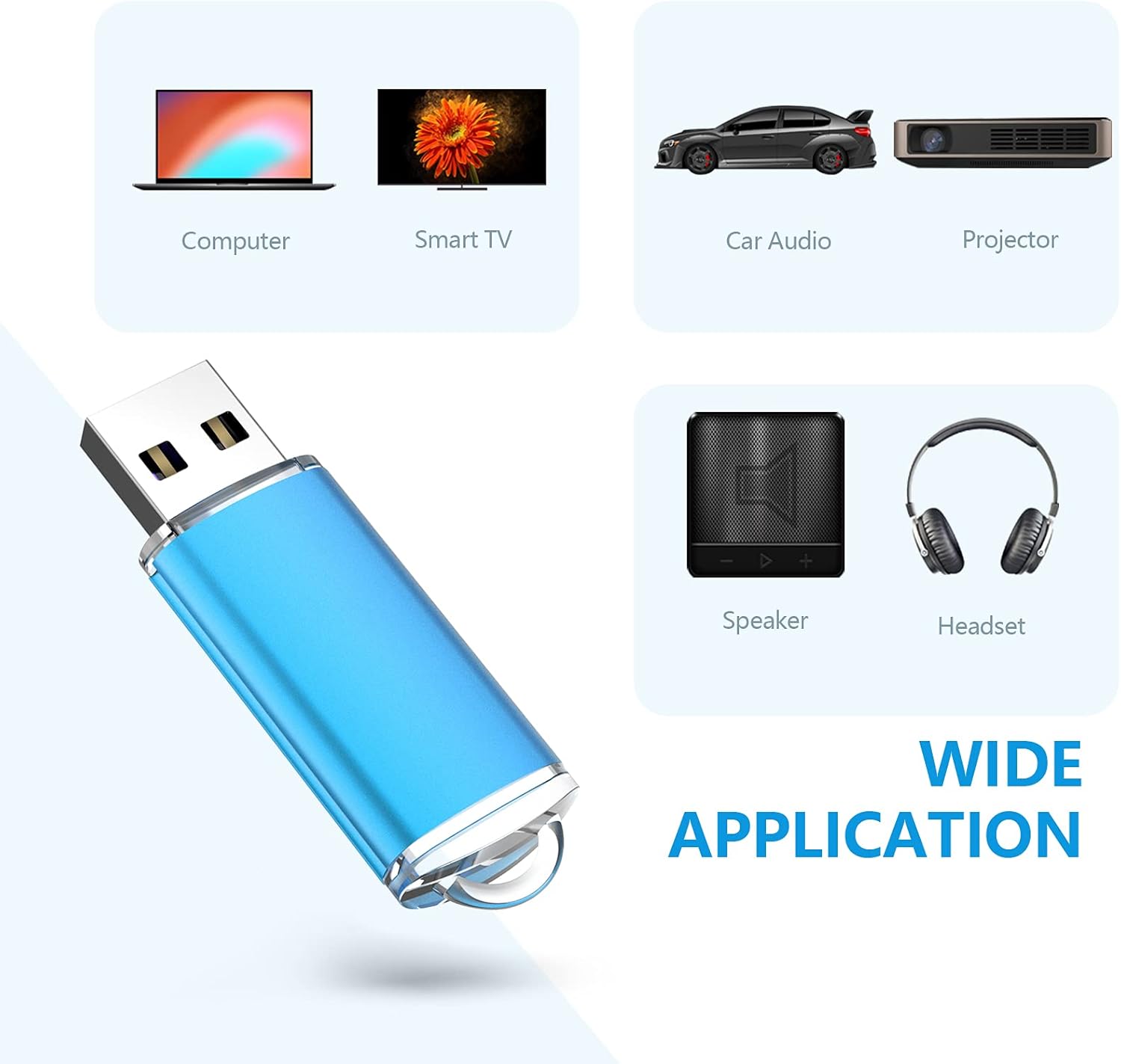 KOOTION Flash Drive 8GB 10 Pack USB 2.0 Thumb Drive Capped Memory Stick Jump Drive, Blue