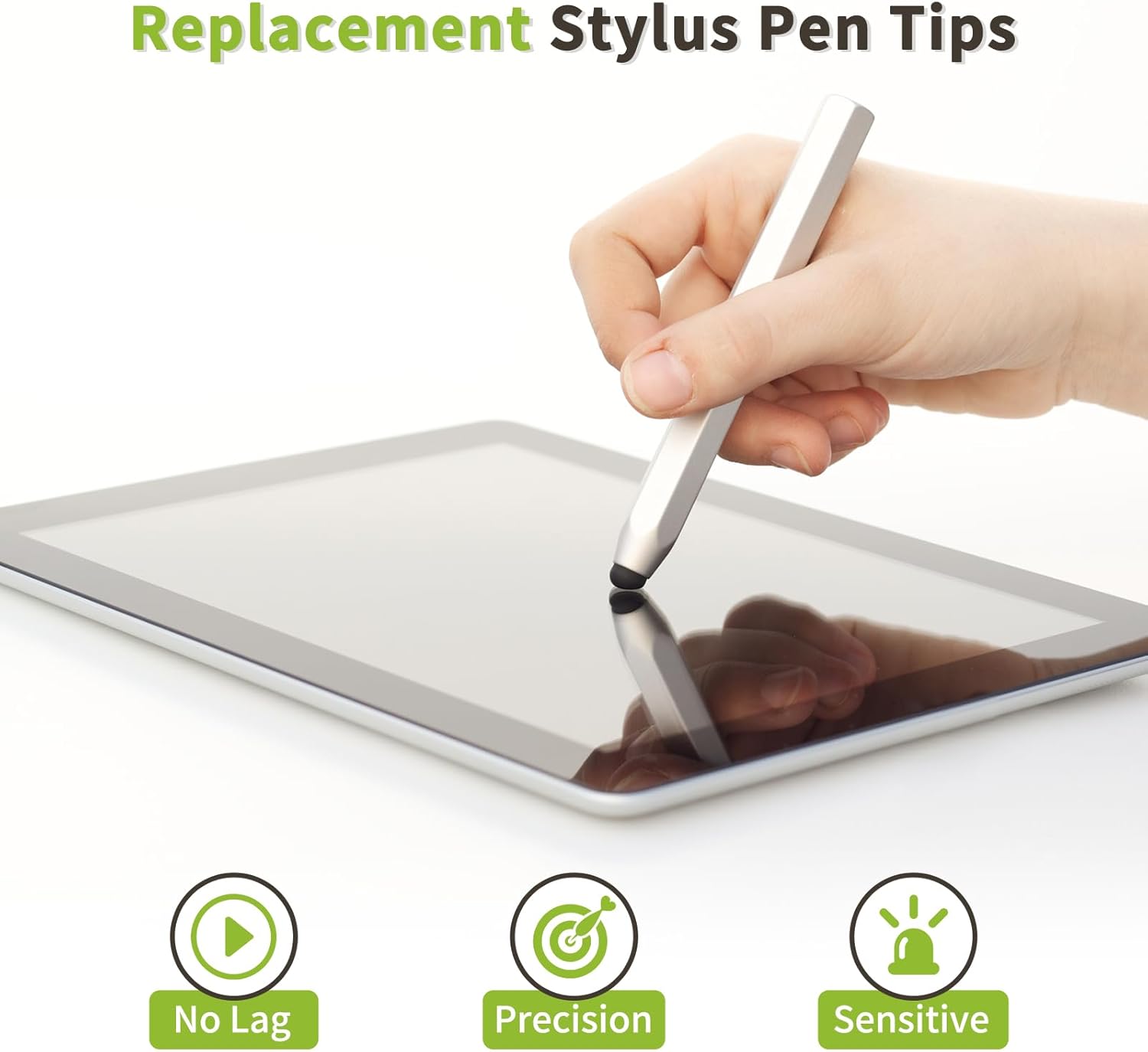 MECCANIXITY 60Pcs Replacement Stylus Pen Tips 6mm Conductive Capacitive Touch Screen Pens Tips Silicone Rubber, Black