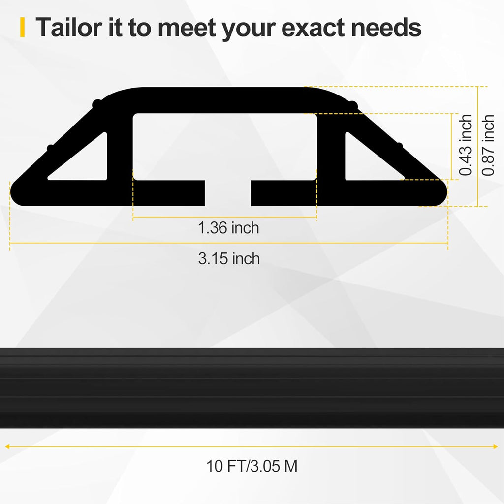 Floor Cable Cover 10Ft 2Pcs Heavy Duty PVC Cable Protector Electric Cord Hider Management Strip Extension Cord Covers Raceway for Wires Inner Channel 1.36" W x 0.43" H - Black