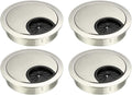 uxcell Cable Hole Cover, 2.1Inch/53mm Zinc Alloy Desk Wire Cord Cable Grommets Hole Cover for Office PC Desk Cable Cord Organizer, 4Pcs Wire Drawing Silver