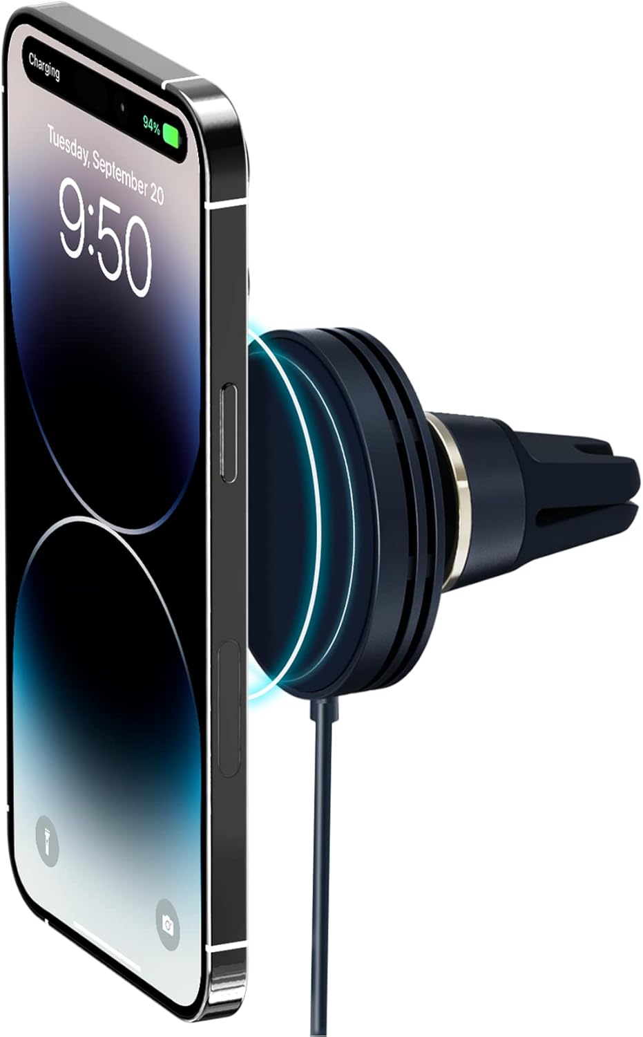 iOttie Velox Mini MagSafe Compatible Air Vent Car Mount in Midnight Blue with Wireless Charging. Compatible with MagSafe iPhones Including iPhone 12/13/14/15/16 Series (Car Charger Not Included)