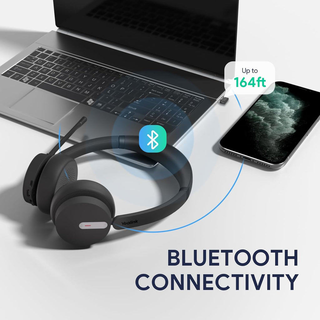 Yealink BH70 Dual Wireless Bluetooth Headset with Mic for Work, Teams Certified, up to 35h Talk Time, 147g All-Day Wearing Comfort, USB-C/A