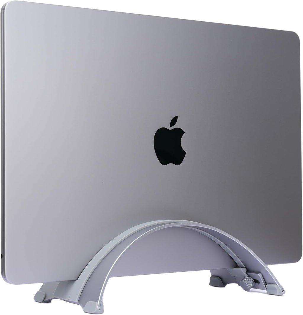 Adjustable Vertical Laptop Stand - 6061 Aluminum, CNC Precision, Anodized Finish, Fits All Laptops Including 17-inch, Ventilated Design, Anti-Slip Silicone Pads, ARC Shaped Stands