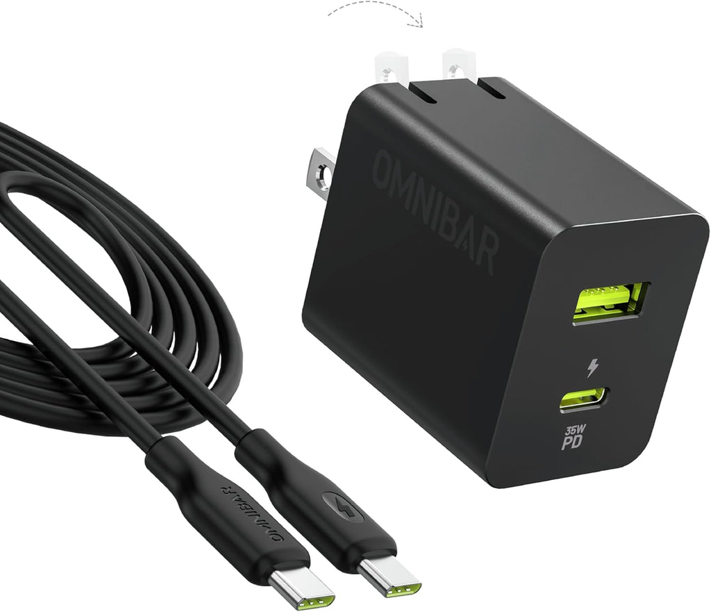 35W USB C Charger with 60W Type C Cable,2 Ports GaN Fast Wall Charger Block,PD3.0 PPS USB-C Power Adapter for iPhone 16/15/14, Galaxy S24//Note 20, Pixel 8 Pro/8/7, iPad/iPad Mini,MacBook Air and More