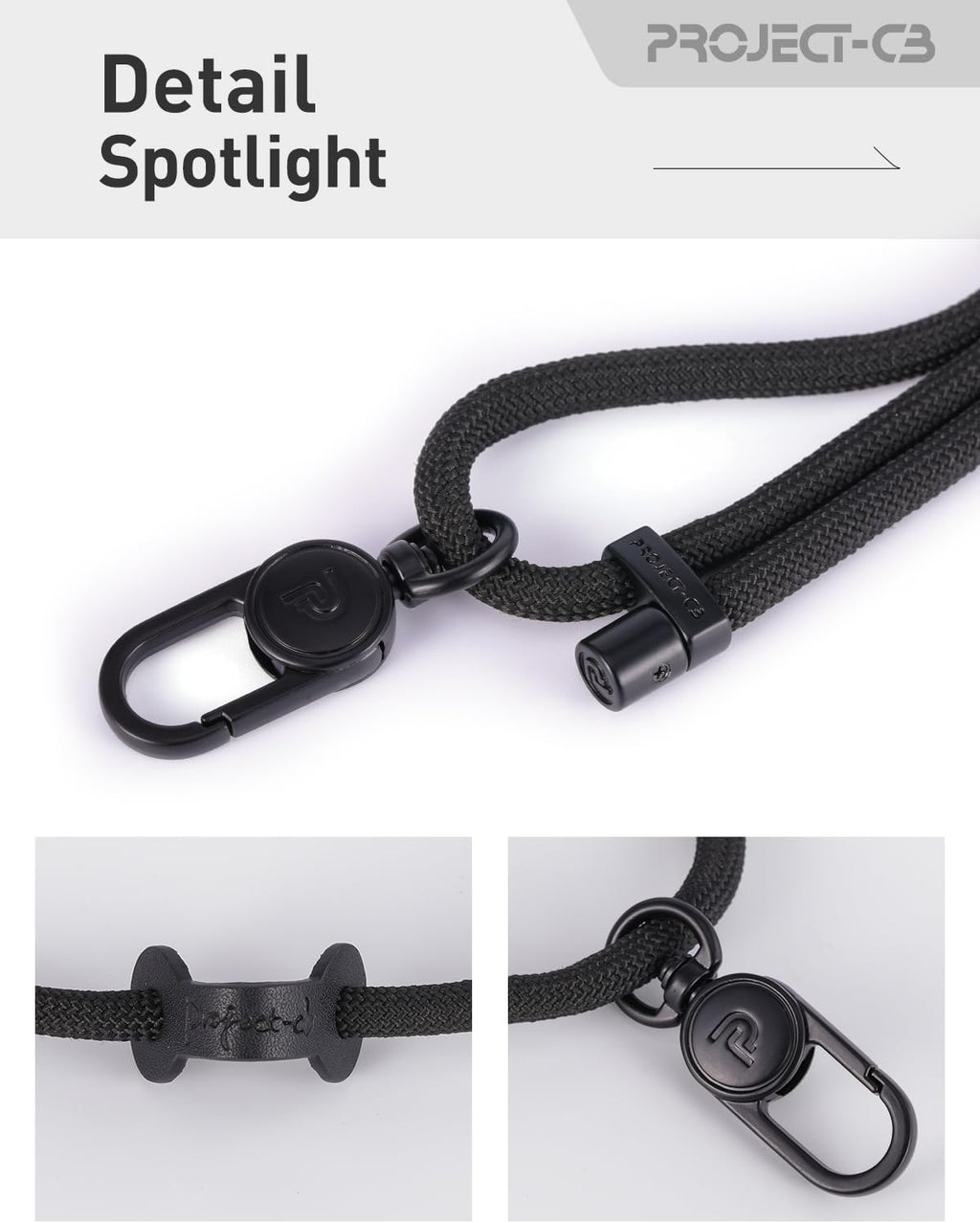 project-cb Cell Phone Lanyard 1,Phone Tether Tab 2,Phone Crossbody Strap,Lanyards for Around the Neck,Adjustable Phone Strap(Black-B)
