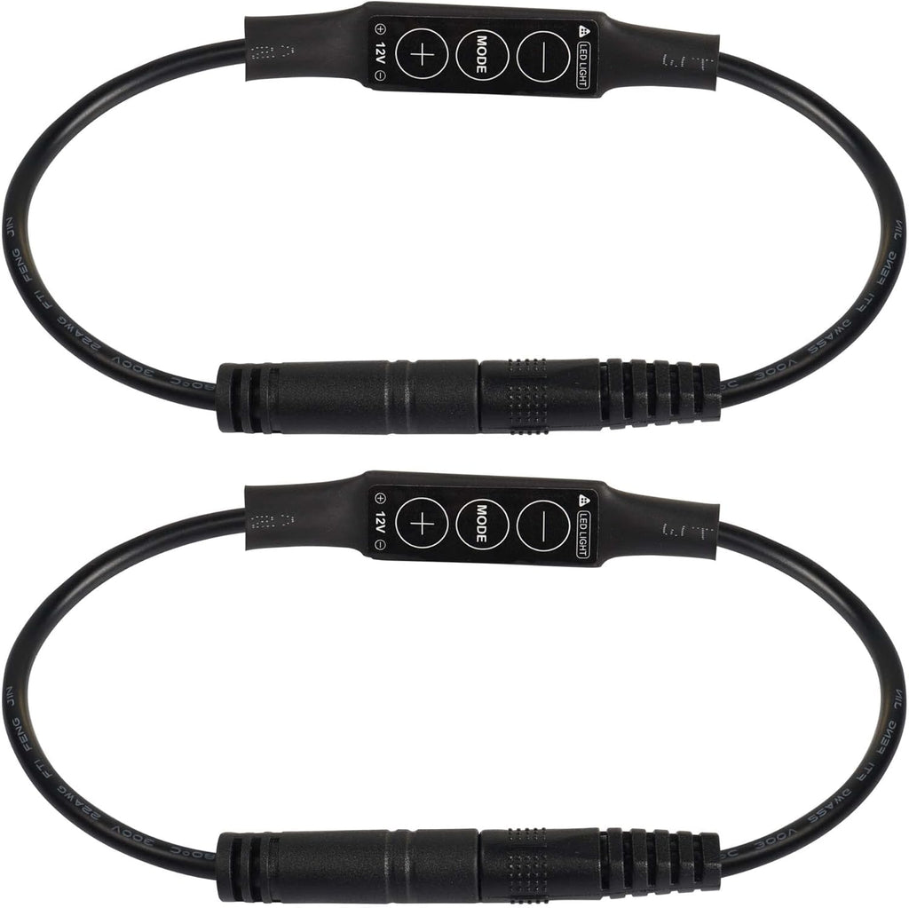 PNGKNYOCN DC 12V LED Strip Lights Dimmer DC 5.5 * 2.1mm Male to Female Mini Single Color LED Dimming Controller(2-Pack)