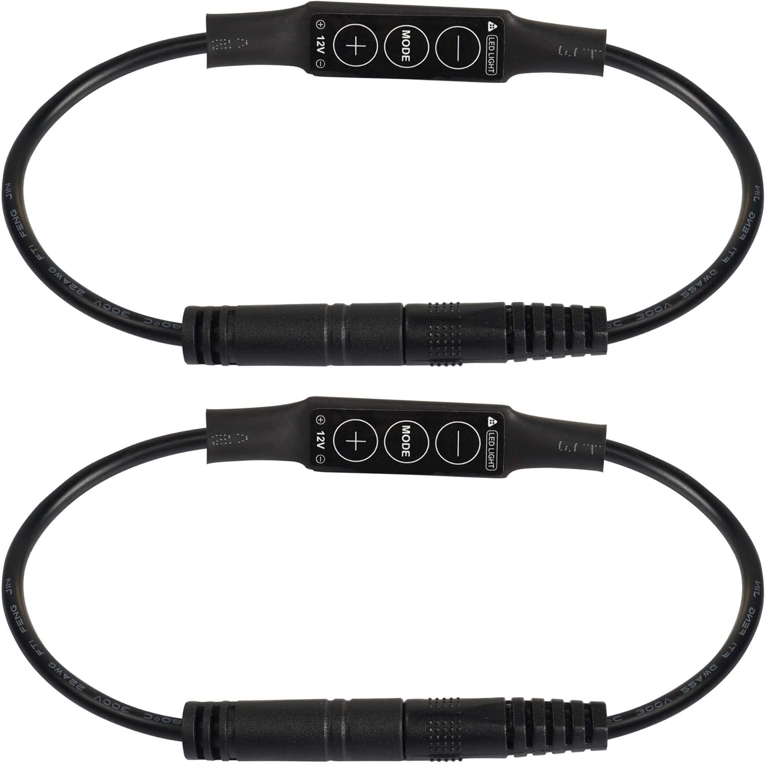 PNGKNYOCN DC 12V LED Strip Lights Dimmer DC 5.5 * 2.1mm Male to Female Mini Single Color LED Dimming Controller(2-Pack)