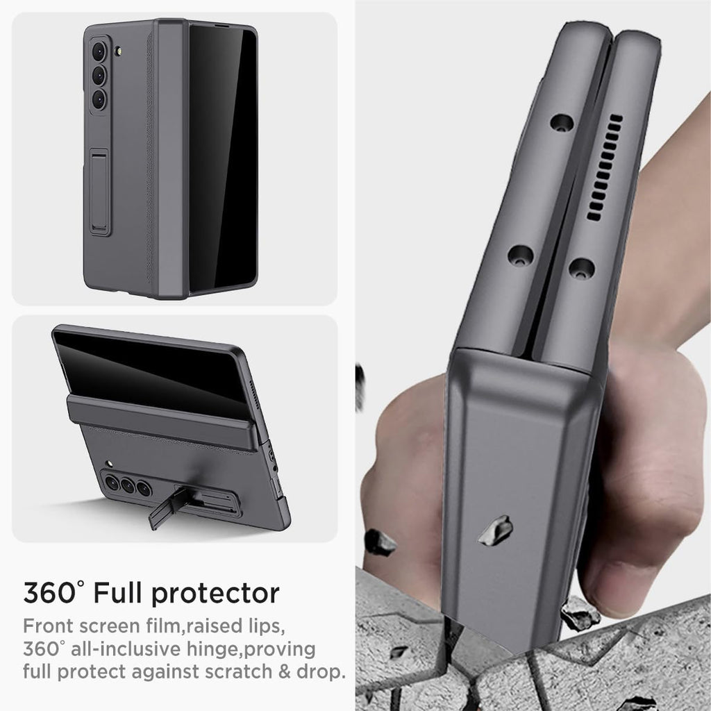 Miimall for Galaxy Z Fold 6 Case with Privacy Screen Protector, Built-in Adjustable Kickstand & Magnetic Hinge & Upgraded Camera Protection All-Inclusive Protective Cases for Galaxy Z Fold 6 5G Grey