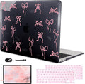 for MacBook Air 13 inch Case 2021 2020 2019 2018 Release M1 A2337 A2179 A1932, Pritned Pattern Plastic Hard Case Cover for MacBook Air 13 M1 with Retina Display Touch ID, Pink Bowknot Black