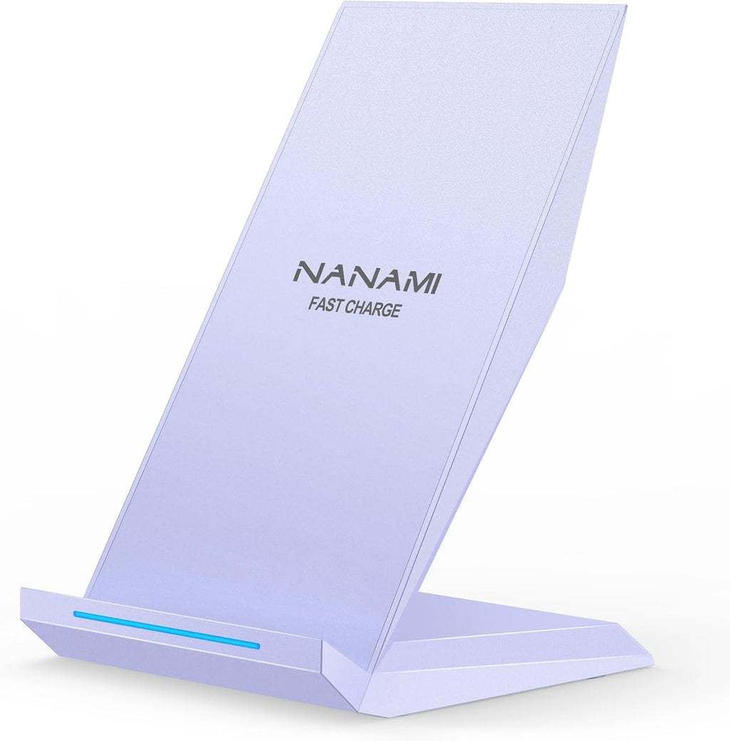 NANAMI Wireless Charger - Fast Qi-Certified Wireless Charging Stand Compatible Apple iPhone 16/16 Plus/16 Pro/16 Pro Max/15/14/13/12 Pro, Desktop Phone Charger for Samsung Galaxy S25/S24/S23/S22/S21