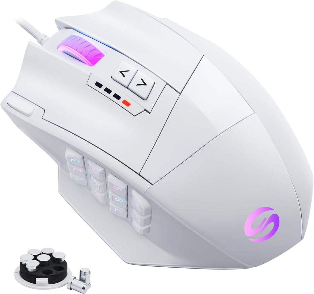 UtechSmart Venus Gaming Mouse RGB Wired, 16400 DPI High Precision Laser Programmable LED MMO Computer Gaming Mice with 12 Side Buttons