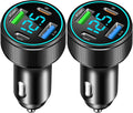 2 Packs of 66W USB C Car Charger 4 Port Car Charger Adapter with 30W PD, 3.1A Aluminium Alloy Car Cigarette Lighter USB Charger with LED Voltmeter Compatible with Phone 15 14 13