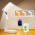 Small Desk Lamp,10000mAh Battery Operated Lamp,3 Colors+Dimmable Desk Light,LED Desk Lamp with USB Charging Port+Digital Clock+45min-Timer,Wireless & Portable Light,Desk Lamps for Home Office,Craft