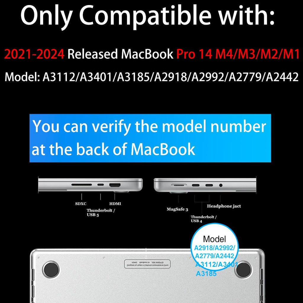 Teryeefi Case for MacBook Pro 14 inch 2024 2023 2021 M4 A3112 A3401 A3185 M3 A2918 A2992 M2 A2779 M1 A2442, Hard Shell Cover + Keyboard Cover for 14 inch MacBook Pro, Cute Pink Bows