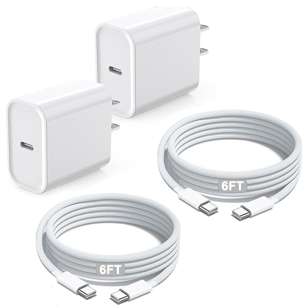 iPhone 16 15 Charger Fast Charging,iPad Fast Charger USB C Chargers Apple iPad Charger 2Pack 6FT Type C USBC to C Woven Cable Cord Block for iPad Pro 12.9/13/11inch,iPad Air,iPad Mini 6/7th,iPad 10/11