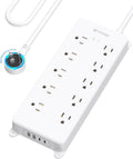 TROND 360° Rotating Plug Power Strip 10ft, Surge Protector with 2 USB A and 2 USB C, 10 Widely Spaced Outlets, 4000J, ETL Listed, Wall Mountable, for Home Office Entertainment, White