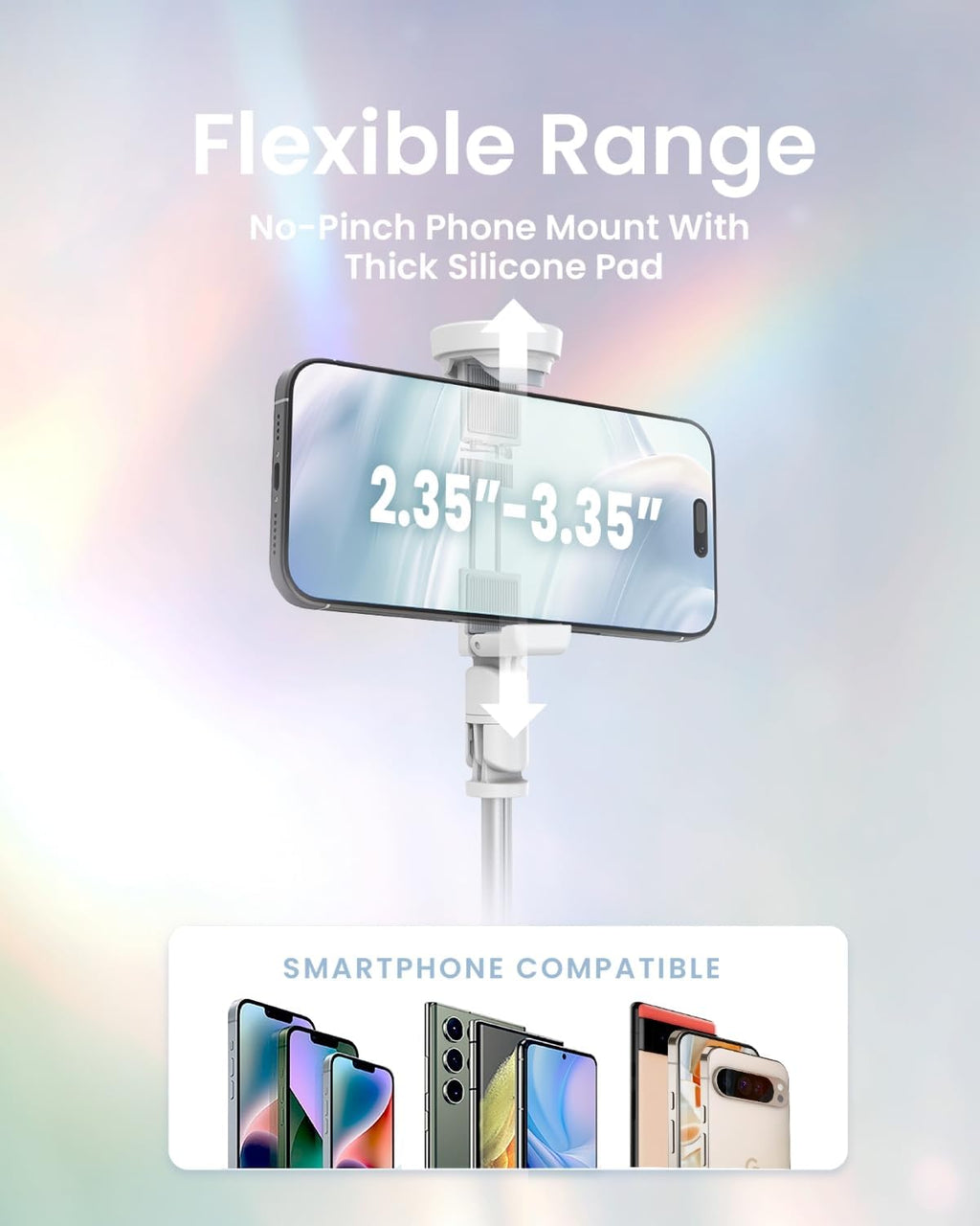 KraftGeek Tripod for iPhone, 66” JustTap Phone Tripod, Selfie Stick Cell Phone Stand for Recording Travel, Content Creator Essentials, White