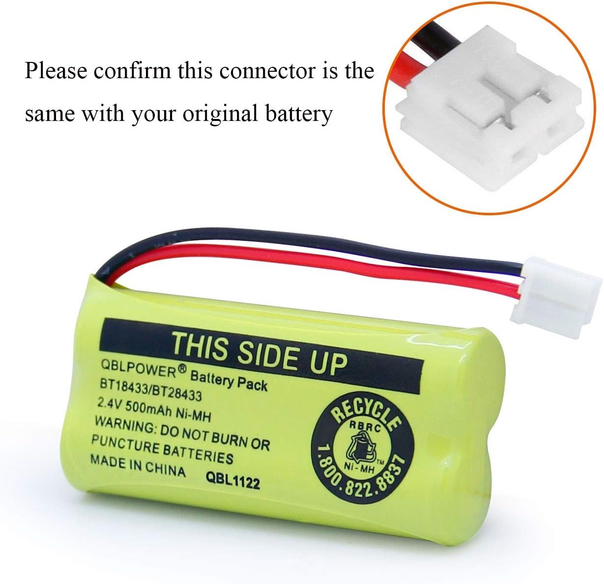 BT18433 BT28433 2.4v 500mAh Ni-Mh Phone Battery Rechargeable Compatible with AT&T Vtech BT-8300 BATT-6010 BT184342 BT284342 BT1011 BT1018 BT1022 BT1031 89-1326-00-00 CPH-515D(8 Pack)