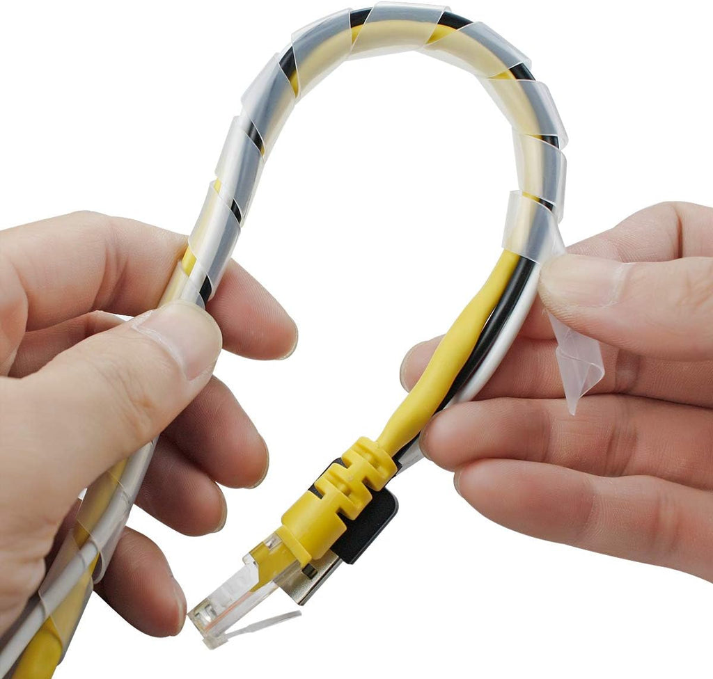 33FT XHF 5/16" Clear Spiral Cable Wrap 8mm(Wrapping Range:6mm-60mm) Cord for Computer Electrical Wire Organizer Sleeve Hose RoHS