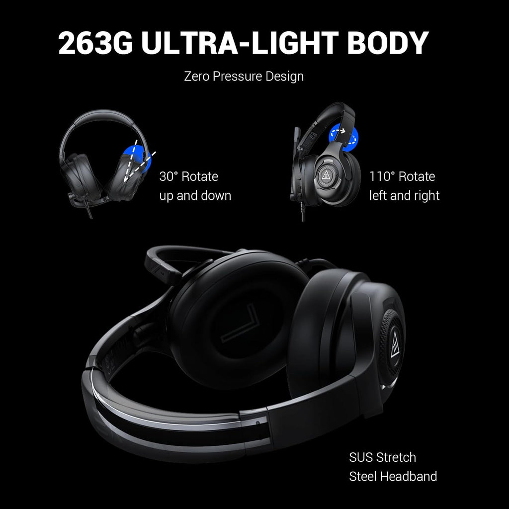 EKSA Headset with Microphone for PC, Computer Headphones with Noise Cancelling Microphone, Over-Ear All Day Comfortable, Immersive Sound 3.5mm Wired Gaming Headset for Laptop/Xbox/Switch/PS4/PS5