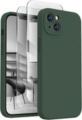FireNova Designed for iPhone 13 Case, Silicone Upgraded [Camera Protection] Phone Case with [2 Screen Protectors], Soft Anti-Scratch Microfiber Lining Inside, 6.1 inch, Alpine Green