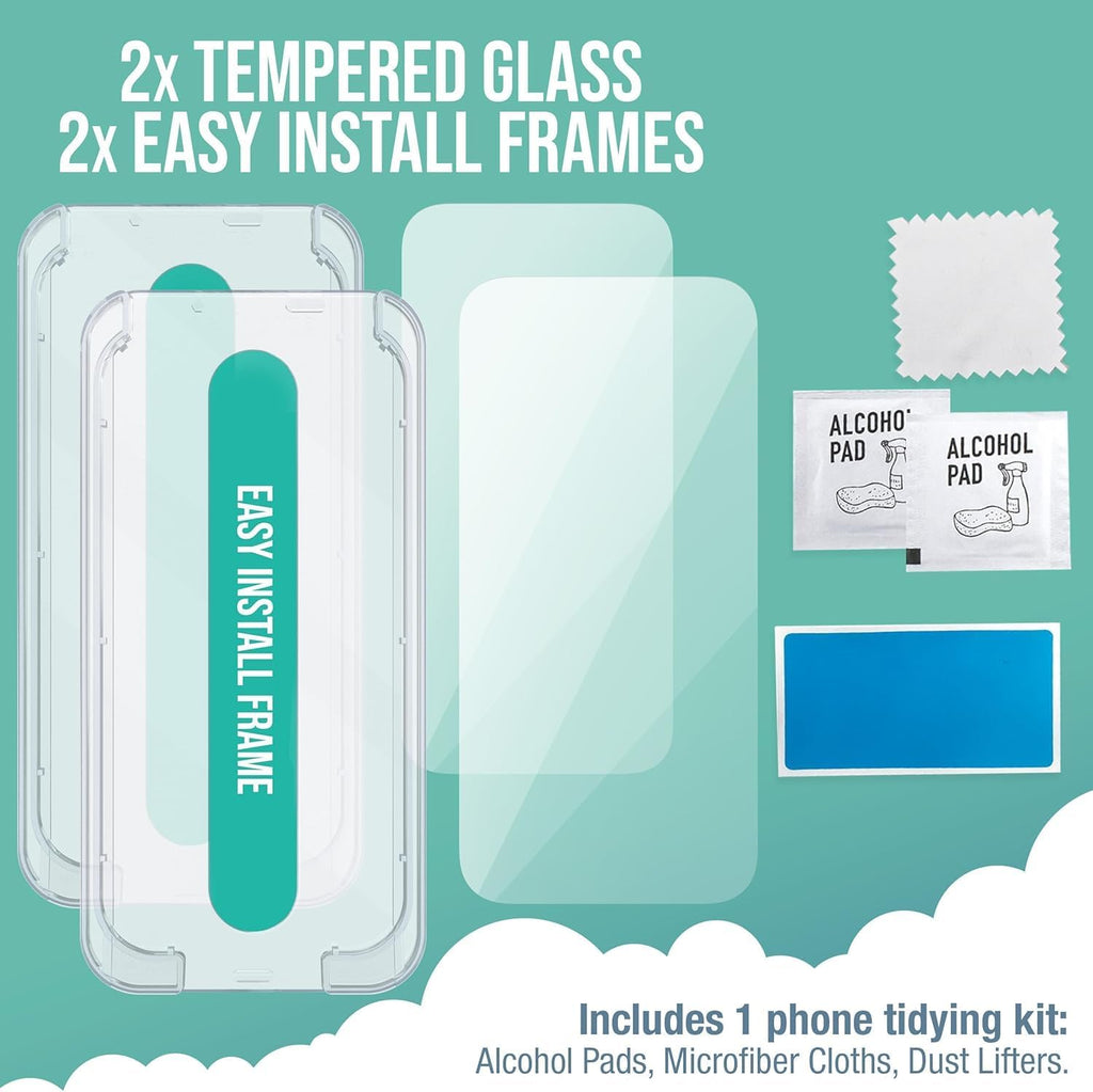 Smartish® iPhone 16e Screen Protectors - Tuff Sheet - 2-Pack Tempered Glass Easy Install Frame [Scratch Resistant] Case-Friendly For Apple iPhone 16e / 14/13 / 13 Pro - Clear 2-Pack