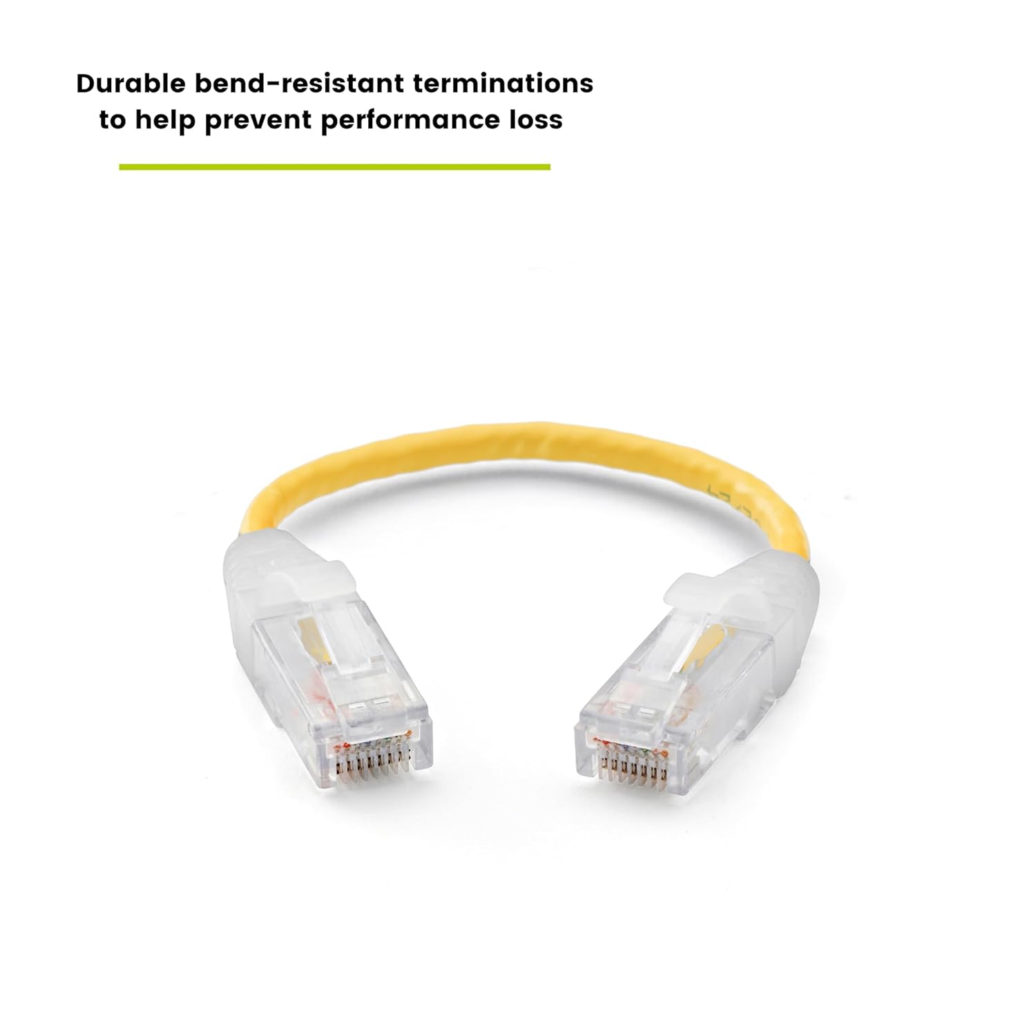 TRUECABLE Cat6 Component Rated Patch Cable, Unshielded (U/UTP), 6in, Yellow, 28AWG Solid Copper, Snagless 10G High-Speed Ethernet Cable, PoE++ 4PPoE 100W, UL Listed, RoHS-3, 1 Pack