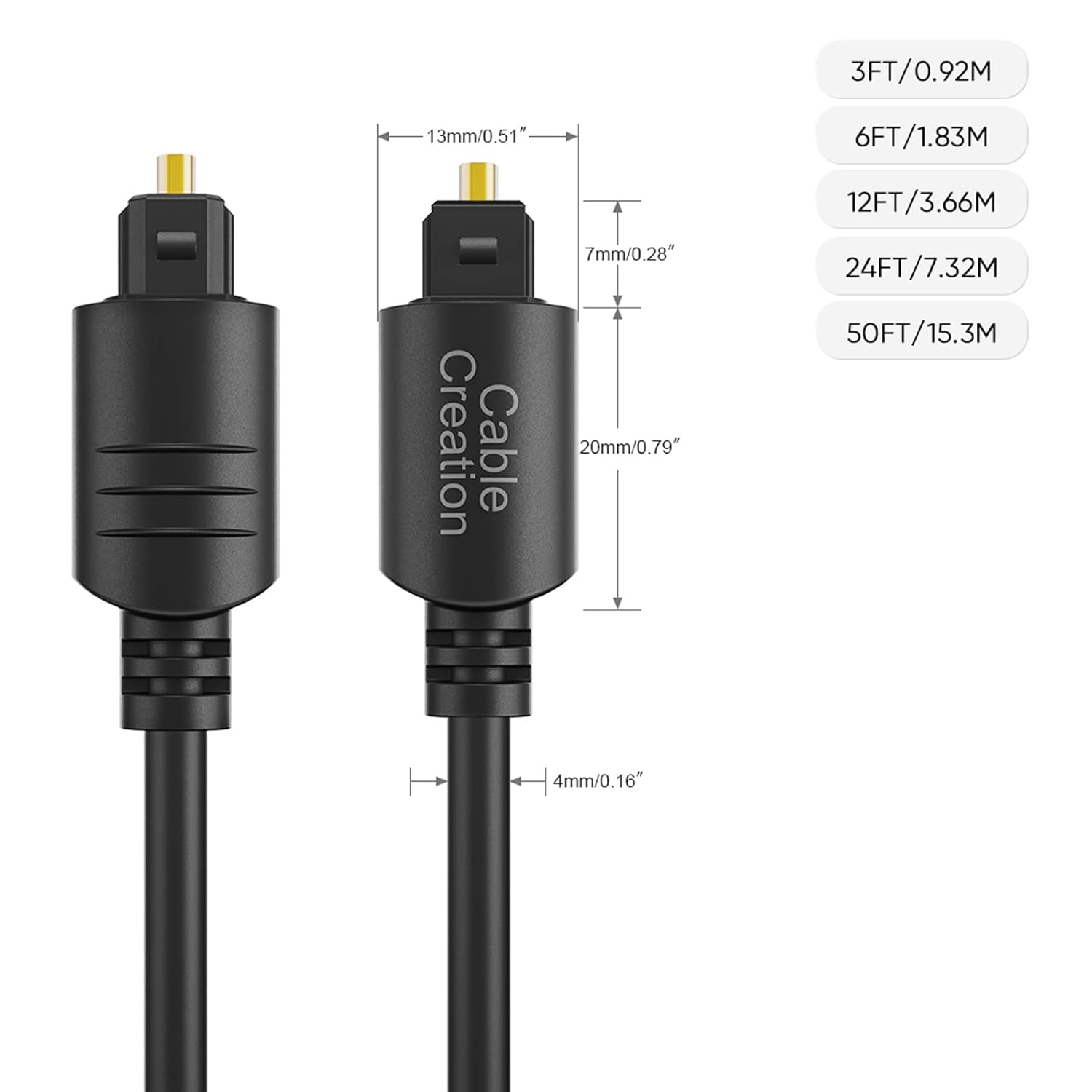 CableCreation Optical Audio Cable, [2-Pack] 3 Feet Fiber Optic Cable [S/PDIF] with Gold Plated for Home Theater, Sound Bar, TV, PS4, Xbox, VD/CD Player, Blu-ray Players, Game Console& More, 0.9M