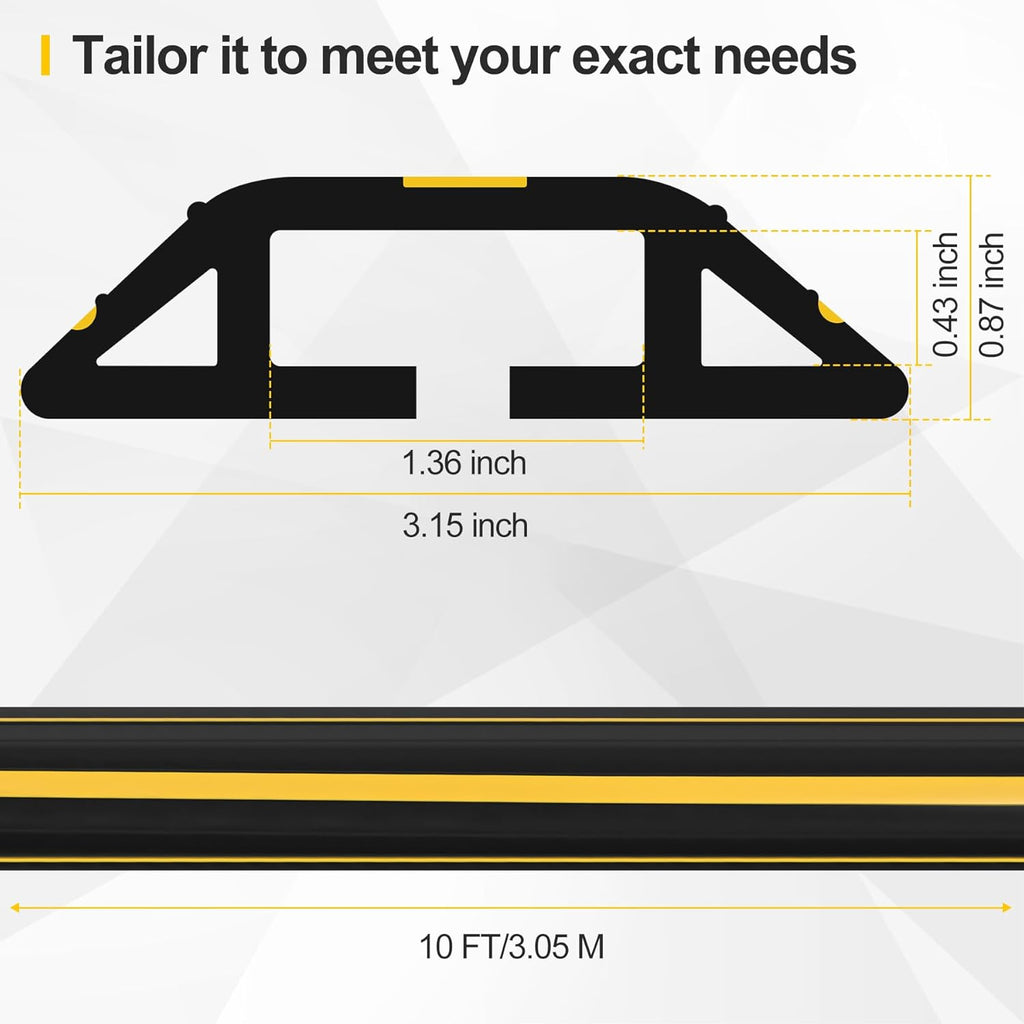 Floor Cord Cover 10Ft Heavy Duty PVC Floor Cable Protector Electric Cord Hider Cable Management Floor Strip Extension Cord Covers Cable Raceway for Wires on Floor Inner Channel 1.36" W x 0.43" H