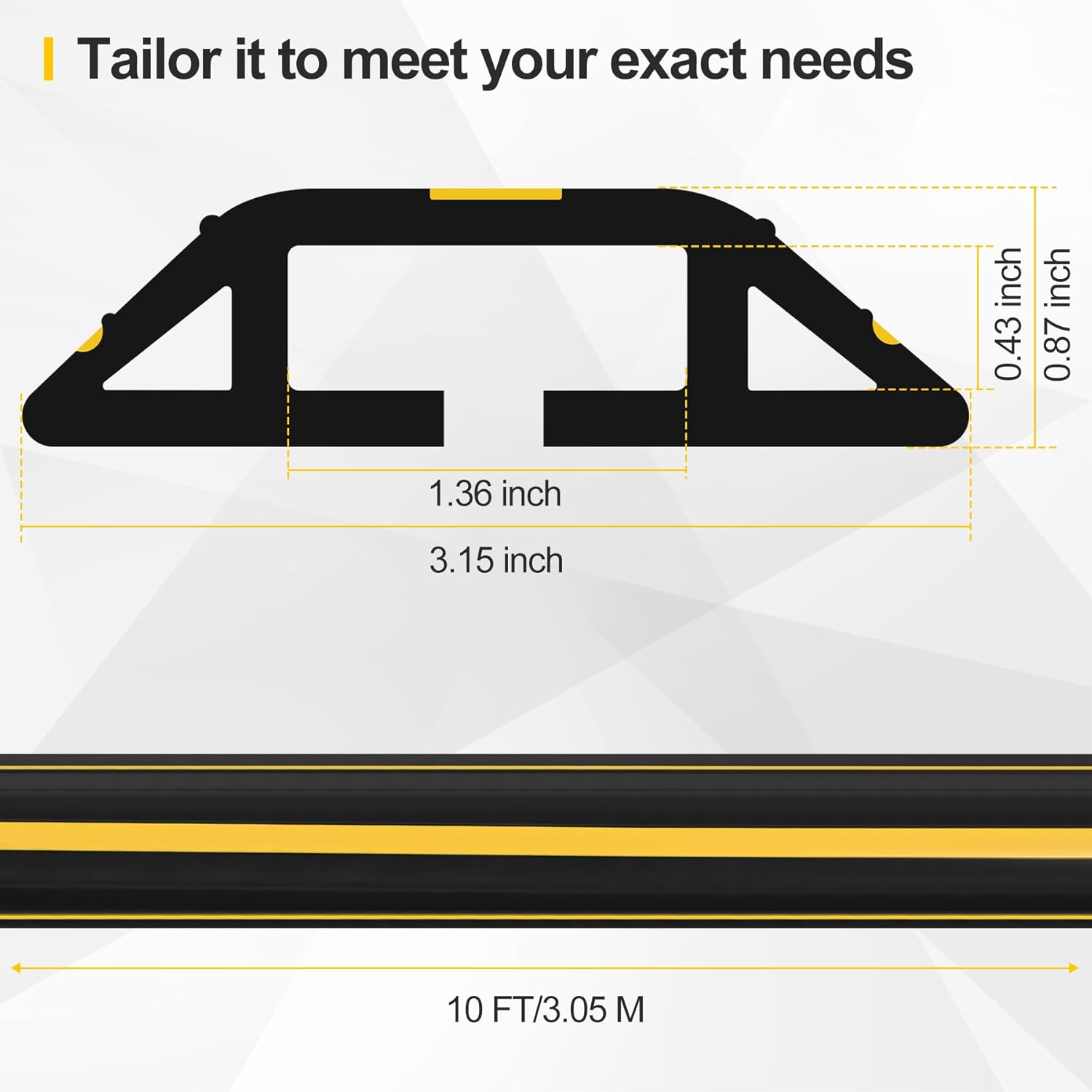 Floor Cord Cover 10Ft Heavy Duty PVC Floor Cable Protector Electric Cord Hider Cable Management Floor Strip Extension Cord Covers Cable Raceway for Wires on Floor Inner Channel 1.36" W x 0.43" H