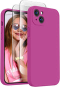 FireNova Designed for iPhone 14 Case, Silicone Upgraded [Camera Protection] Phone Case with [2 Screen Protectors], Soft Anti-Scratch Microfiber Lining Inside, 6.1 inch, Shocking Pink