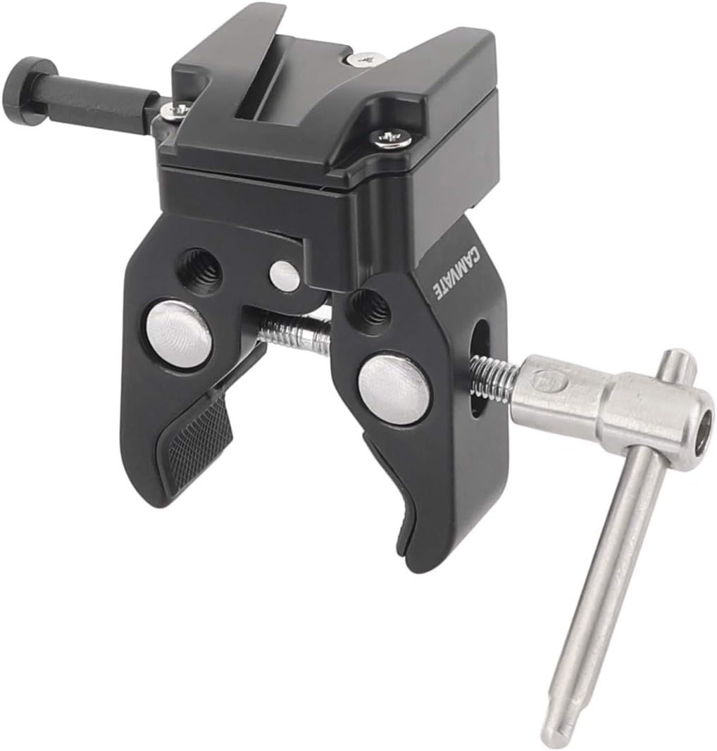 CAMVATE Super Crab Clamp + Universal V-Lock Mount Quick Release Adapter for DSLR Camera Battery - 2596