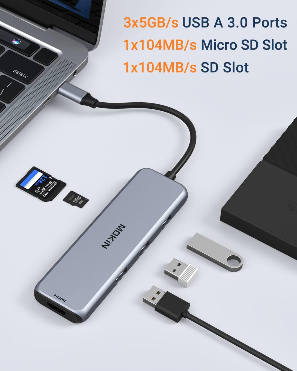 Docking Station Dual DisplayPort, MOKiN USB C Hub Dongle with 2 DP, HDMI, 3 USB A 3.0, SD & Micro SD Slot, PD Charging Port for MacBook/Dell XPS/Steam Deck/HP/Lenovo ThinkPad/Microsoft Surface