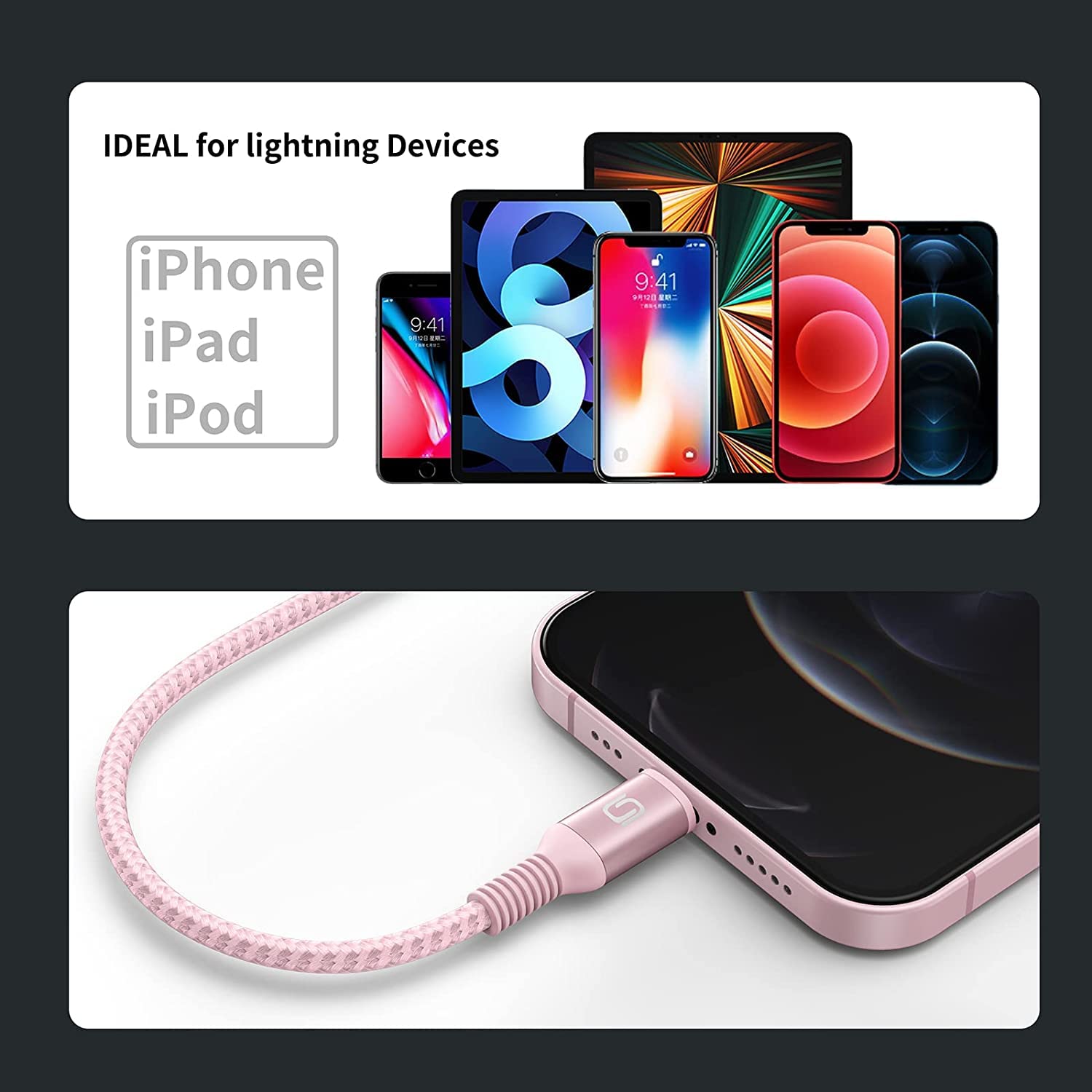 iPhone Charger Cable 10ft, 3Pack MFi Certified Extra Long Lightning Cable 10 Foot Fast Charging Cord Durable Nylon Braided USB Cable for iPhone 14 13 12 11 Pro Max XS XR X 8 7 6s 5 Plus/iPad/AirPods