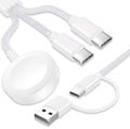 Upgraded 3 in 2 USB C Cable for Apple Watch Charger (4FT/1.2M) Travel USBC Multi Fast Charging Cord Compatible with iWatch Ultra 2/SE 2/10/9/8/7/6/5/4/3/2/1, iPhone 16/15 Pro Max Plus, iPad, AirPods