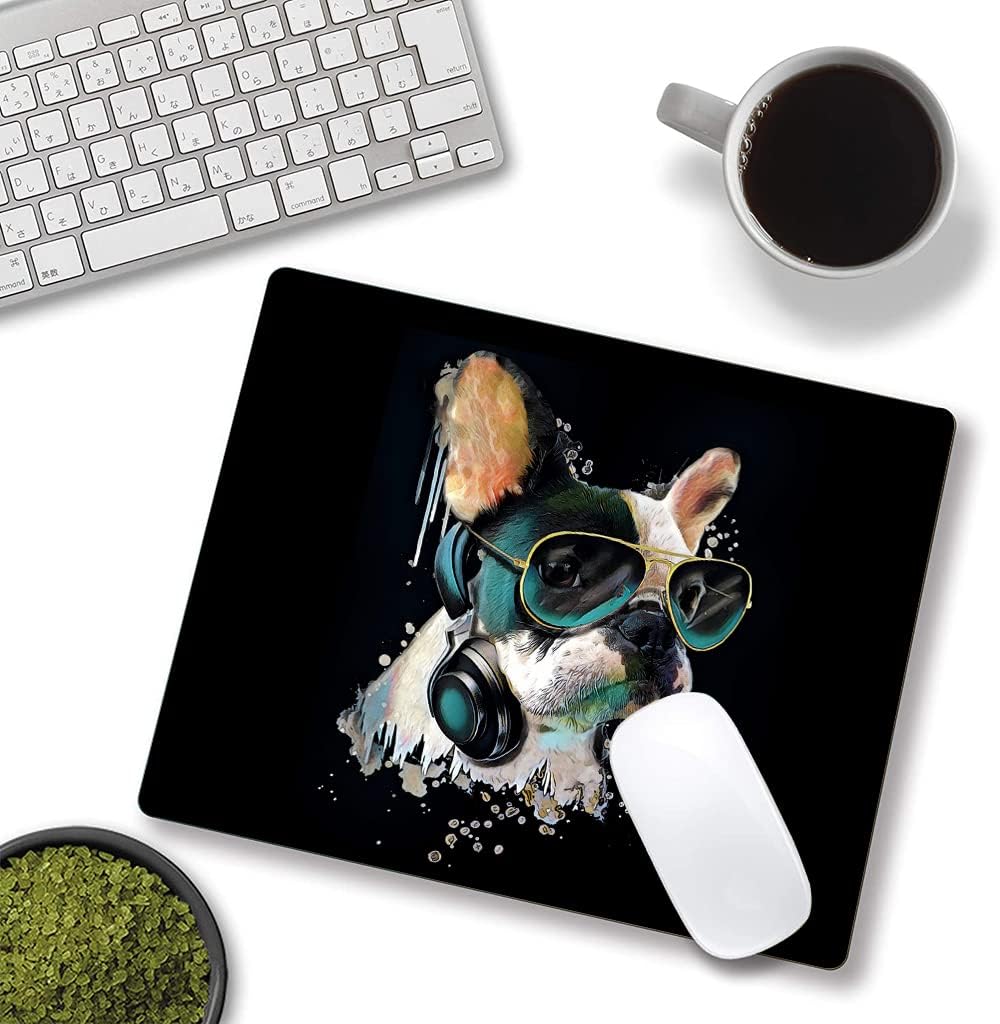 Square Mouse Pad, Colorful Stylish Bulldog Mouse Pad, Mouse Mat Square Waterproof Mouse Pads Non-Slip Rubber Base MousePads for Office Laptop