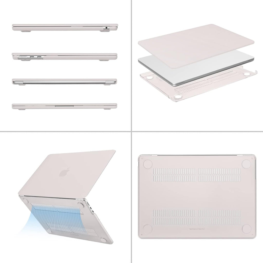 MOSISO Compatible with MacBook Air 13 inch Case 2025 2024 2023 2022 M4 A3240 M3 A3113 M2 A2681, Plastic Hard Shell&Keyboard Cover&Screen Film&Type C for MacBook Air 13.6 inch Case, Stone Gray