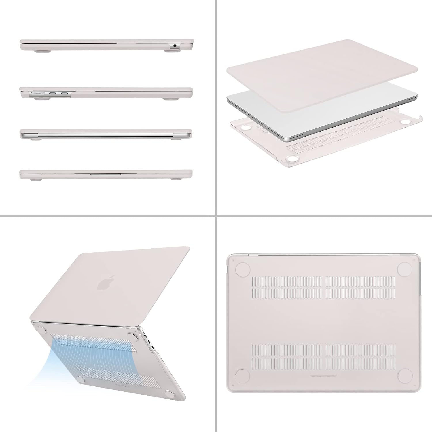 MOSISO Compatible with MacBook Air 13 inch Case 2025 2024 2023 2022 M4 A3240 M3 A3113 M2 A2681, Plastic Hard Shell&Keyboard Cover&Screen Film&Type C for MacBook Air 13.6 inch Case, Stone Gray
