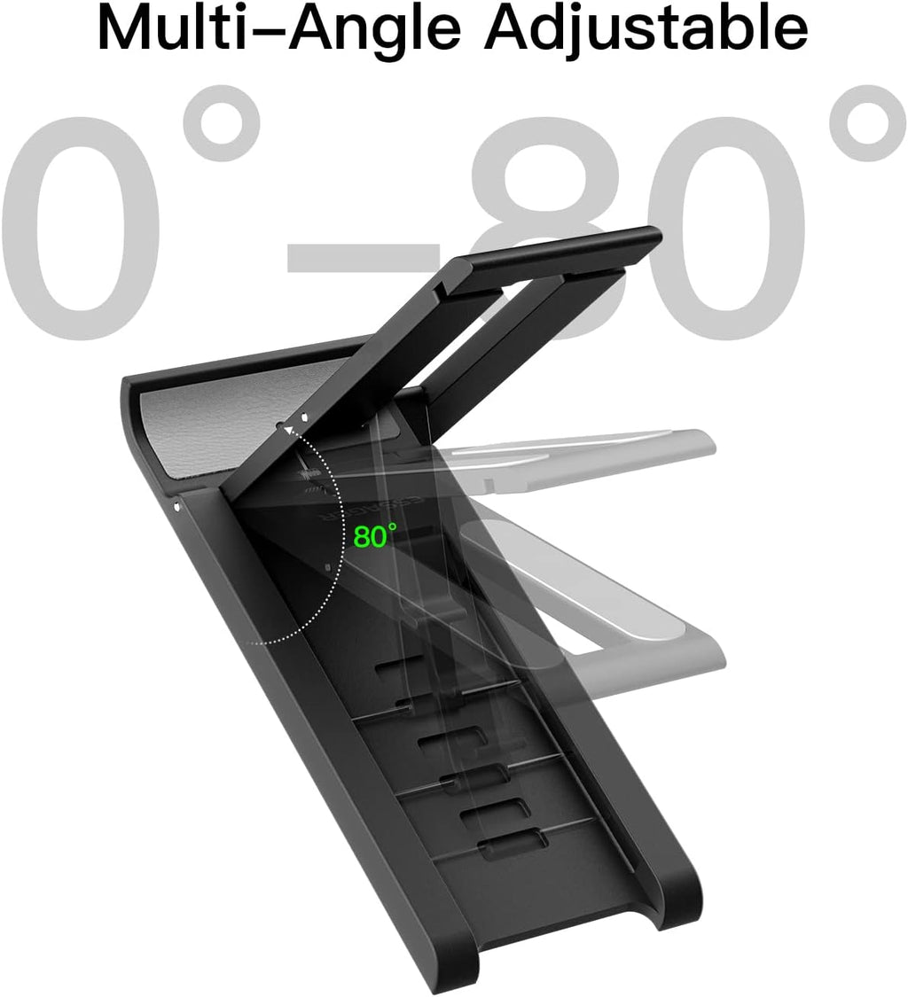 ESSAGER 2 Pack Foldable Mini Cell Phone Stand, Adjustable Mobile Phone Holder for Desk Compatible with iPhone/Kindles/Smartphones (Black)