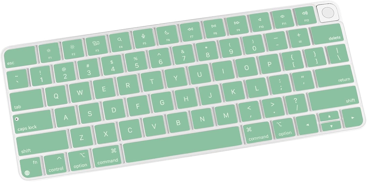 Allinside Silicone Keyboard Cover for iMac Magic Keyboard A2449/A2450, Protective Skin for iMac 24" Wireless Keyboard Released in 2021, US Layout, Light Green