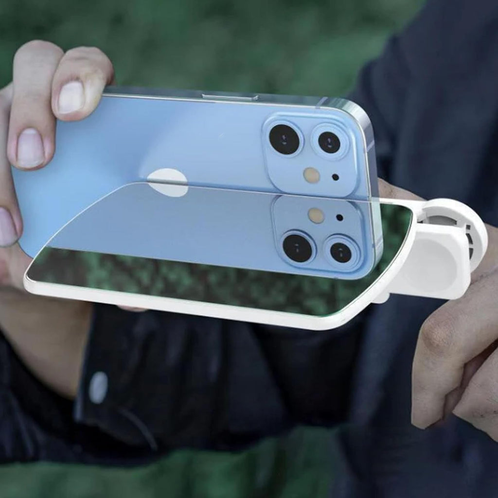 Smartphone Camera Mirror Reflection Clip Kit, Adjustable HD Glass Mirror Effect Lens for Creative Photography, Vertical & Horizontal Phone Selfie Reflector, Portable Photography Accessory (1PCS-White)