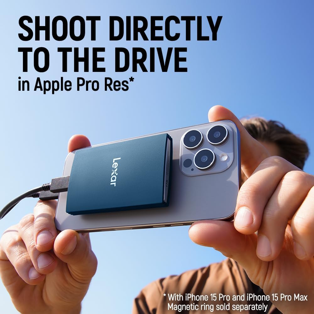 Lexar 2TB Armor 700 Portable SSD, Up to 2000MB/s, USB 3.2 Gen 2x2, Rugged, IP66 Water & Dust Resistance, Compatible w/iPhone 15/16, Cameras, Gaming, External SSD, Dark Blue (LAR700X002T-RNLNU)