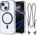 for iPhone 15 Case with 62.99 inch Lanyard, Classic Clear&Black Magnetic Phone Case, Drop&Shockproof Protection Cases, Phone Lanyard for Around The Neck, Compatible with Magnet Accessory