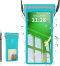 Large Floating Waterproof Phone Case with Lanyard for Snorkeling & Diving - Underwater Phone Pouch Compatible with i-Phone 16/15/14 Pro Max, Galaxy All Series, Beach and Pool Water Park (Grass Blue)
