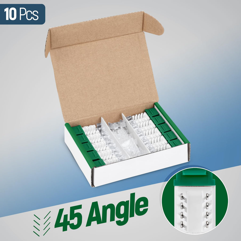 Everest 45° Angled RJ45 Cat6A Keystone Jacks 10-Pack in Green - Slim Profile Female RJ45 Connectors - Cat 6A Keystone Jack - Compatible with 45° Angled Speed Termination Tool - 45Term (B0BL3GS7ZY)