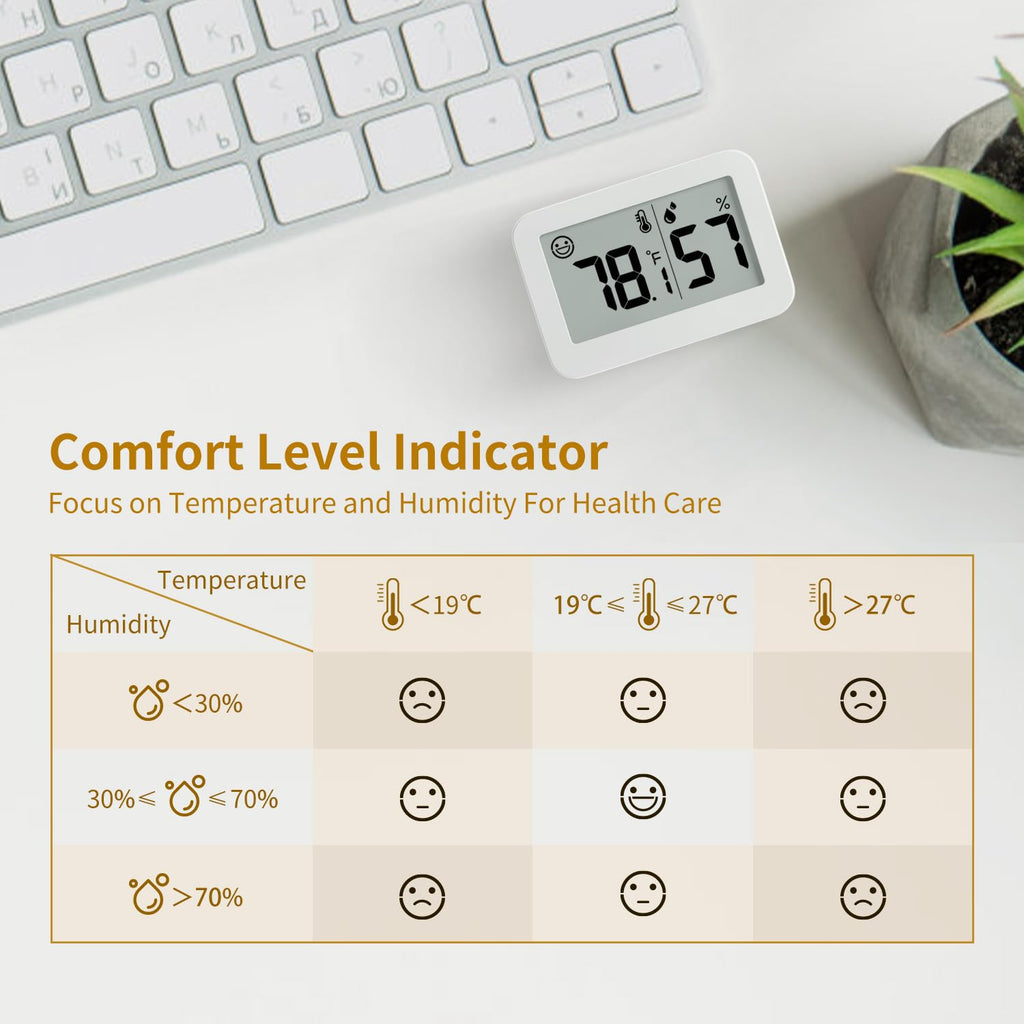 DOOMAY 2-Pack Mini Hygrometer Indoor Thermometer, Humidity Gauge with Switch (℃/℉), Humidity Meter Digital Temperature Monitor for Greenhouse Babyroom Cellar Reptile Incubator Closet
