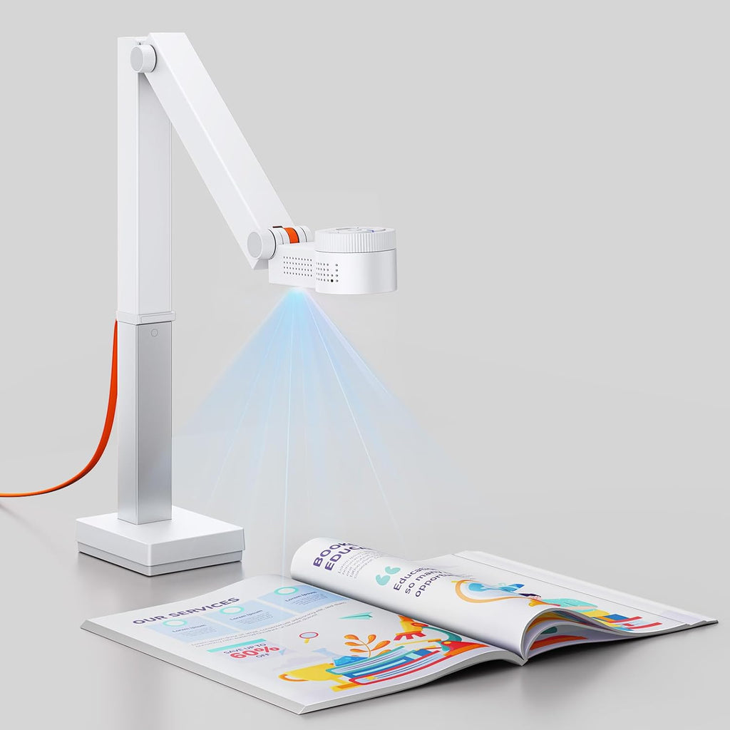 CZUR Fancy S Pro USB Document Camera for Teacher, 12MP 4K Webcam with Microphone and LED Light, Up to 60fps, Auto Focus, for Remote Teaching, Web Conference, for Mac and Windows, White