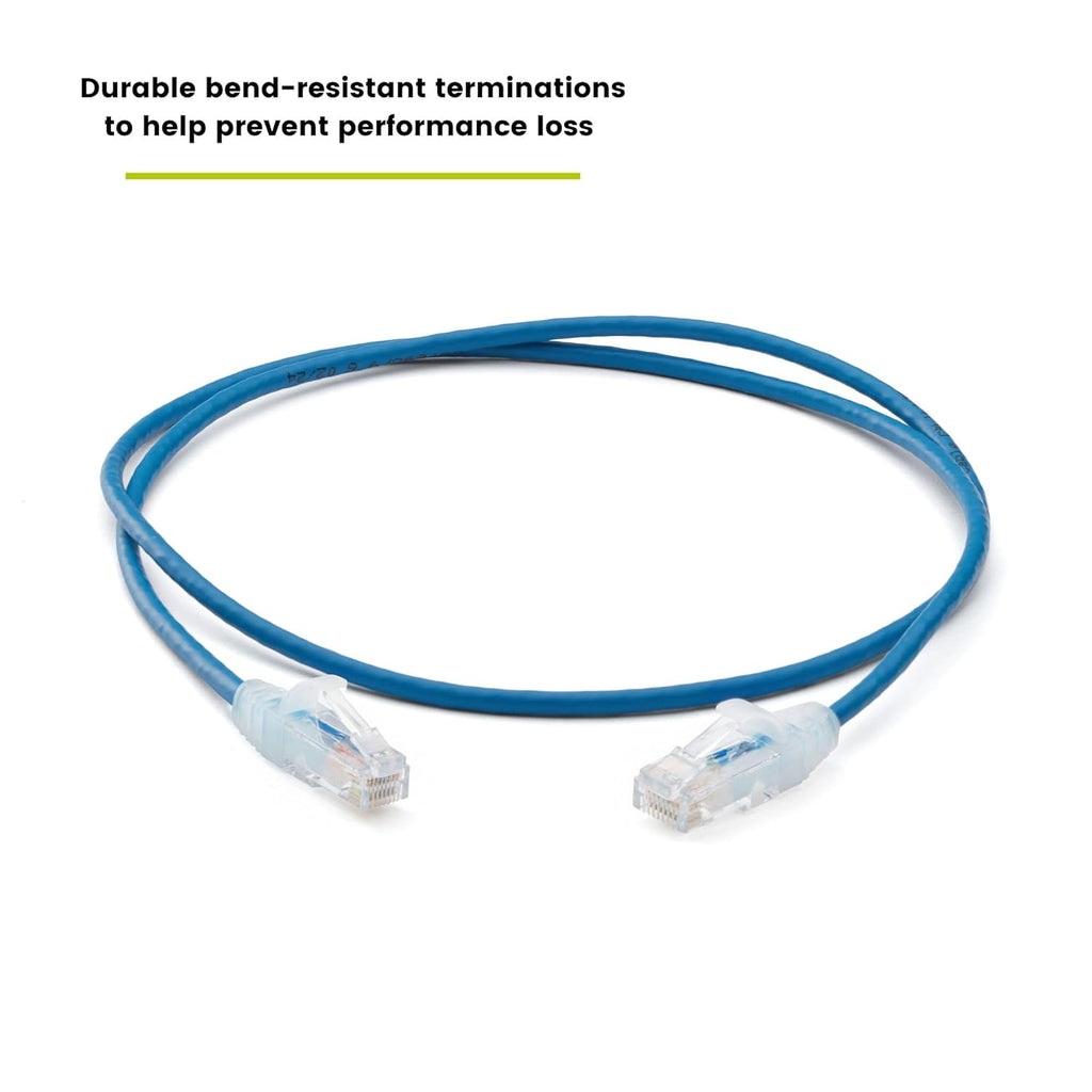 TRUECABLE Cat6 Component Rated Patch Cable, Unshielded (U/UTP), 3ft, Blue, 28AWG Solid Copper, Snagless 10G High-Speed Ethernet Cable, PoE++ 4PPoE 100W, UL Listed, RoHS-3, 1 Pack