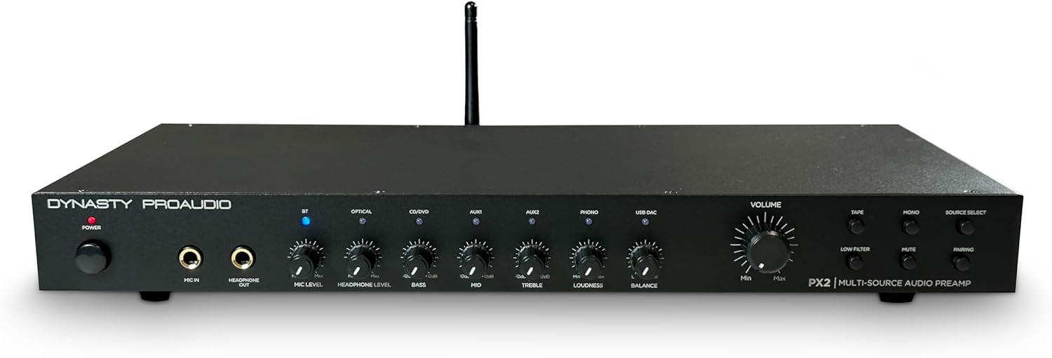 PX2 High Definition Multi-Source Home Audio Preamp with Qualcomm® aptX™ Lossless Bluetooth 5.3 Chipset/USB DAC Interface Built-in
