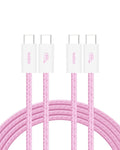 Belkin USB C to USB C Cable 2-Pack, 6.6ft, 60W - Type C Charger, iPhone Charger Cord, Soft, Braided, Flexible for iPhone 16, Galaxy S25, Pixel 9, Airpods, iPad Pro & More, Travel Essentials - Pink